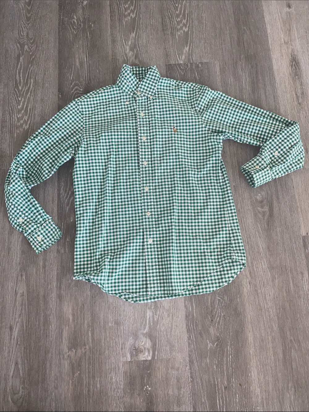 Polo by Ralph Lauren Teal and White Gingham Button-Down Shirt